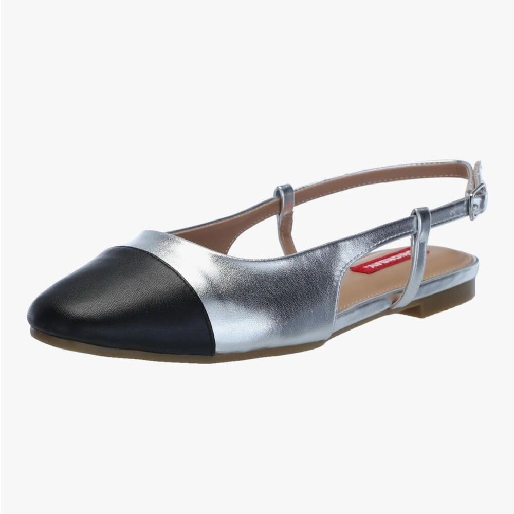 UNIONBAY Women's Cassidy Ballet Slingback Flat silver black Shoes Size 9 NIB